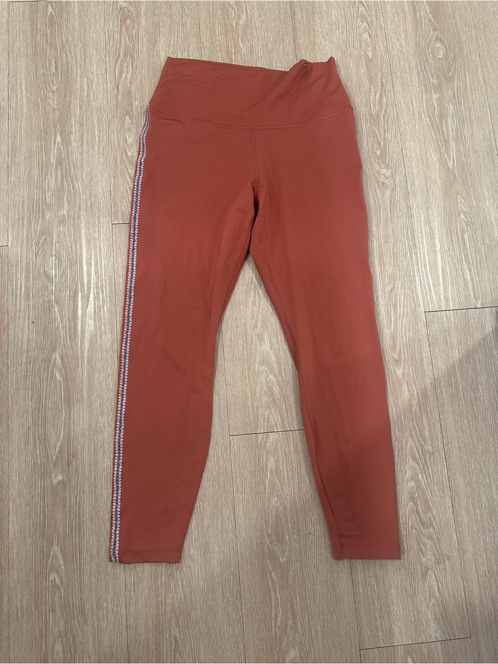 Nike Rust Red High-Waist Leggings with Side Trim Large